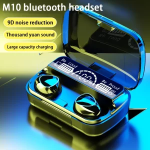 TWS M10 Sem Fio Bluetooth Headset Com Caixa De Carga Para Telefone, Cancelamento De Ruído Mic Earbuds, Display LED Fones De Ouvido, Fones De Ouvido Esportivos
